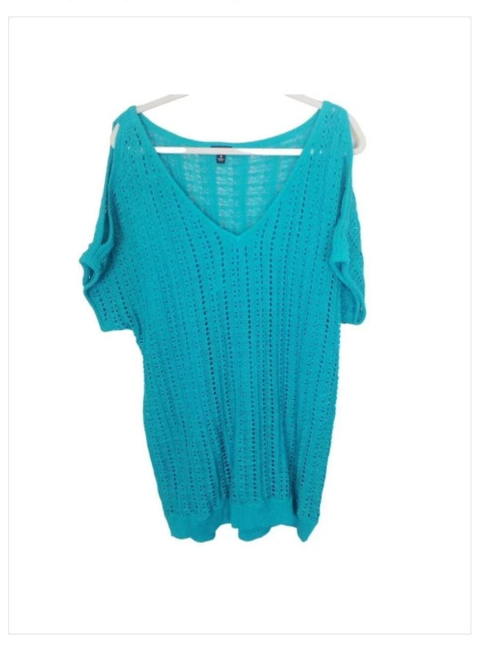 Torrid Womens Open Knit V-Neck Sweater Plus Size 2X Boho Layering Cold Shoulder
